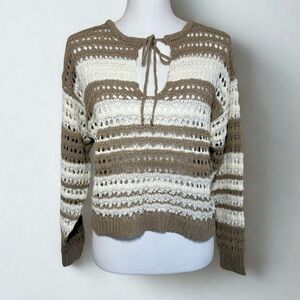 NWT DAVI & DANI Striped Knit Sweater in Tan and Cream Women Small